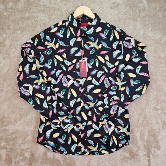 Devil's Advocate Other - Devil's Advocate Multicolor Feather Button-Down Floral Shirt $80 Men's Size XL